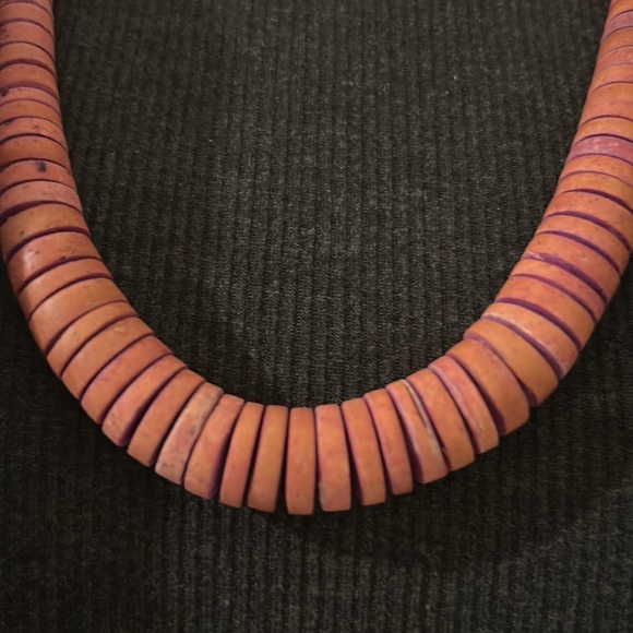 Dyed Wood Disc Bead Long Necklace - Picture 2 of 16
